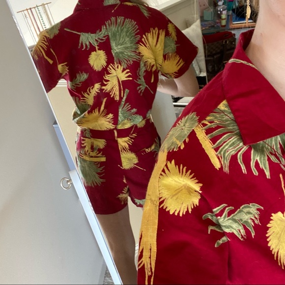 Free people Hawaiian print shorts romper button - Picture 5 of 8